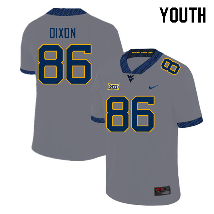 Youth #86 Will Dixon West Virginia Mountaineers College Football Jerseys Stitched Sale-Gray - Click Image to Close